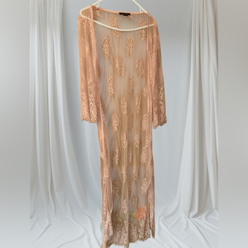 Blush pink Lace Long Sheer lace  Kimono Cardigan